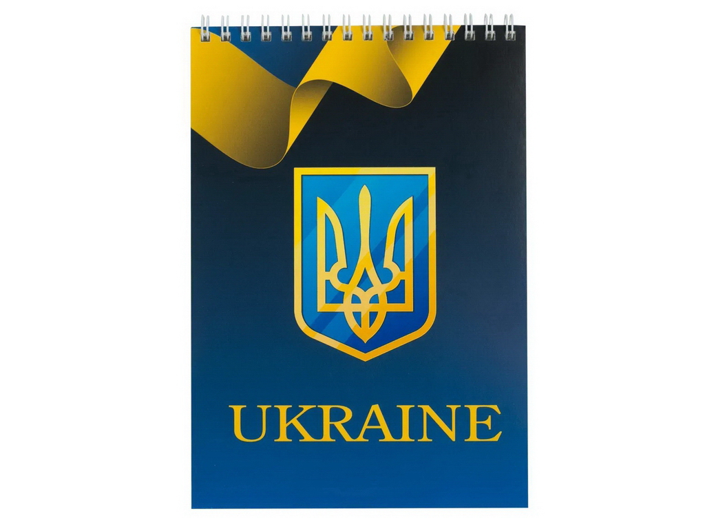 Блокнот майже А5 в клітинку, 48 аркушів, пружина зверху, синій