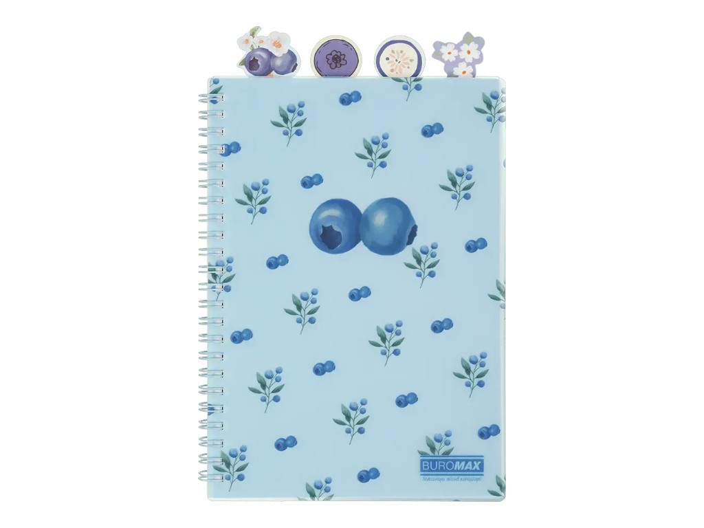 Зошит для записів Arabeski Blueberry Dream A5, 80 аркушів, з 4 розділювачами, у клітинку