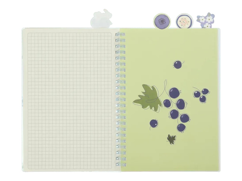 Зошит для записів Arabeski Blueberry Dream A5, 80 аркушів, з 4 розділювачами, у клітинку