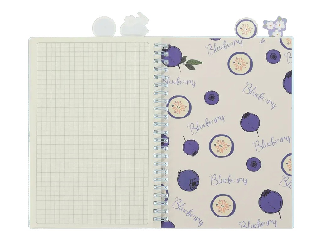 Зошит для записів Arabeski Blueberry Dream A5, 80 аркушів, з 4 розділювачами, у клітинку