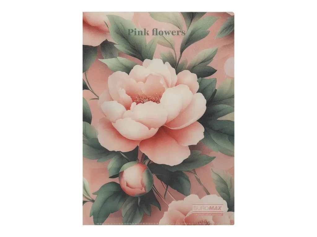 Папка-куточок з дизайном Pink flowers, A4, пластик 180 мкм