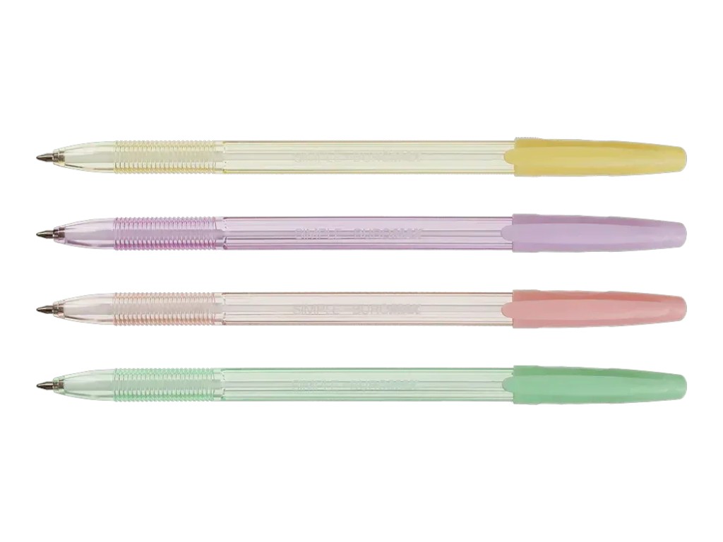 Ручка шариковая Buromax Simple 0.7 мм, ассорти корпусов, синие чернила, (цена за 1 шт.)