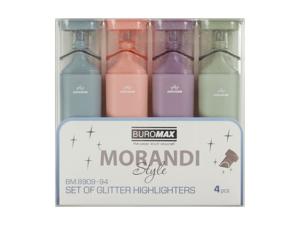 Набір текстових-маркерів з блискітками Morandi Glitter (упаковка 4шт)