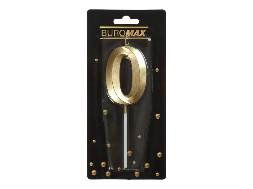 Свеча для торта цифра "0", золотая, Buromax