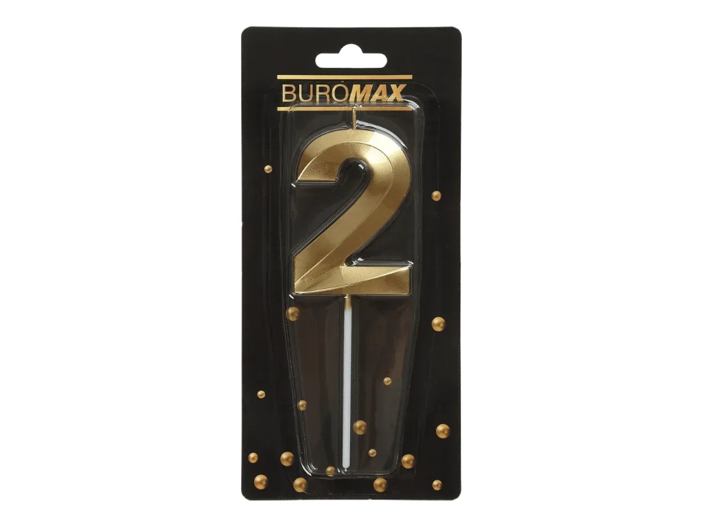 Свічка для торта цифра "2", золота, Buromax
