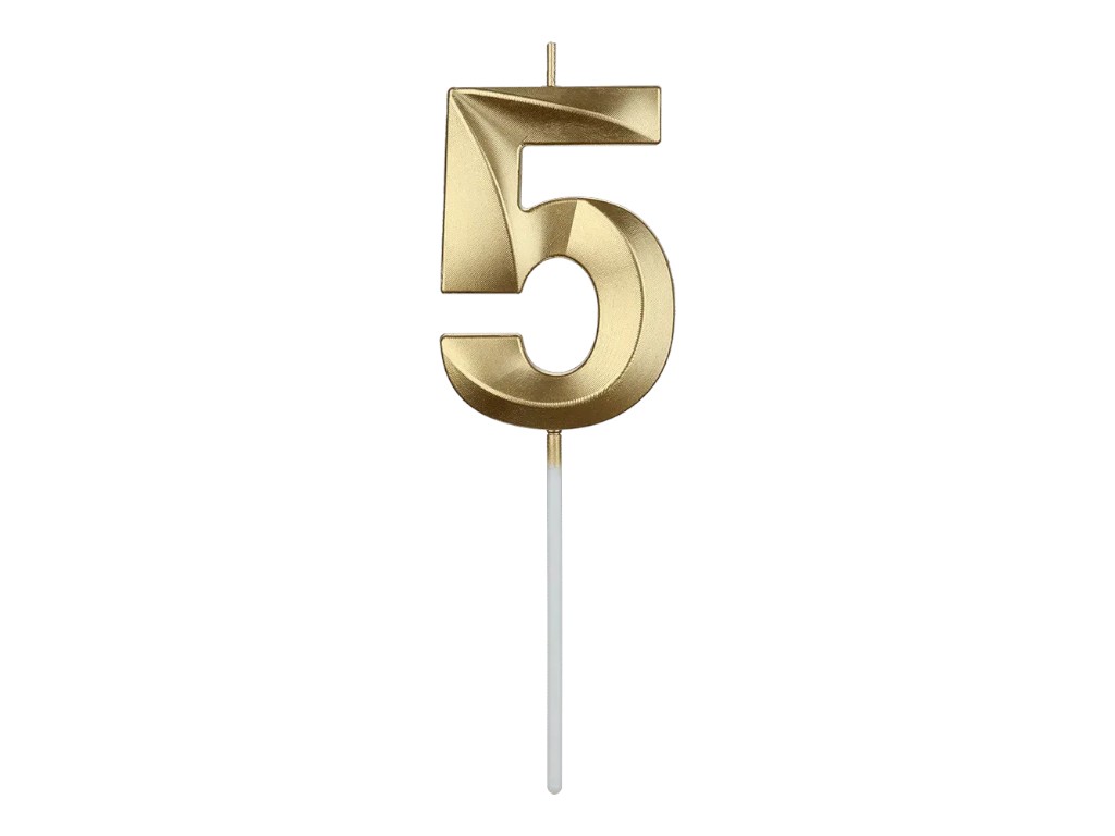 Свеча для торта цифра "5", золотая, Buromax