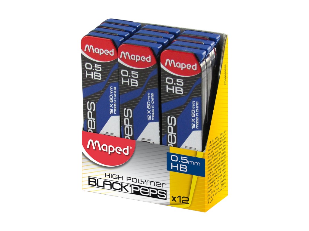 Грифелі полімерні для механічних олівців HB 0.5 мм, 12 штук