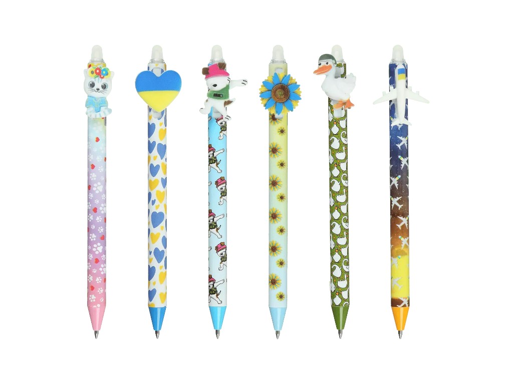 Ручка гелевая автоматическая Пиши-Стирай с фигуркой-декором, синие чернила, 0.5 мм (цена за 1 шт)