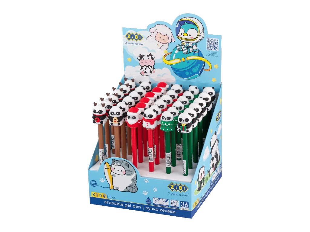 Ручка гелевая пиши-стирай CHRISTMAS PANDA 0,5 мм, стирает надпись, микс видов (цена за 1шт) ZiBi
