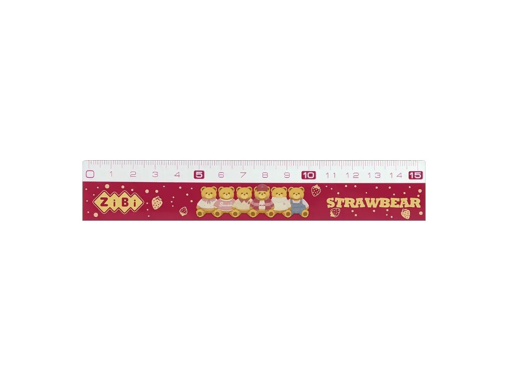 Лінійка пластикова ZiBi Bear Toy Strawbear, 15 см, дві шкали, ZiBi