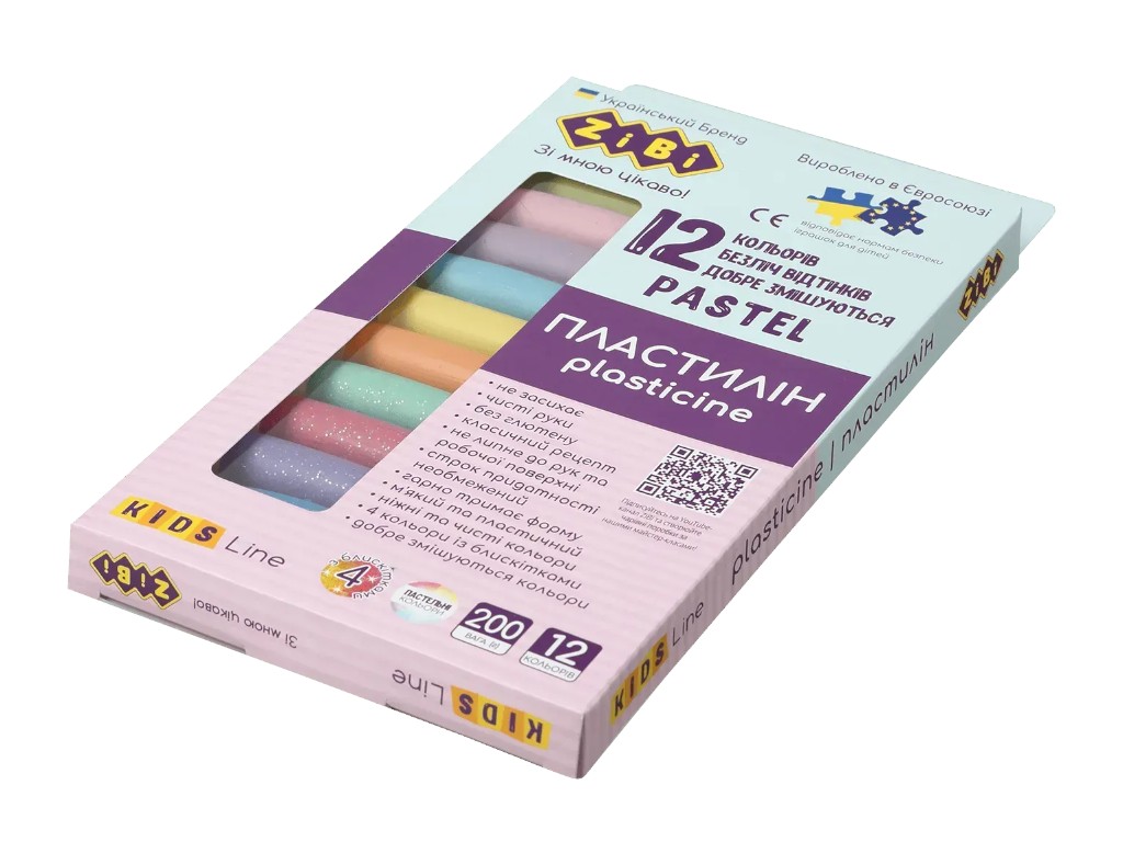 Пластилін пастельний та глітерний, KIDS Line, ZiBi ZB.6240