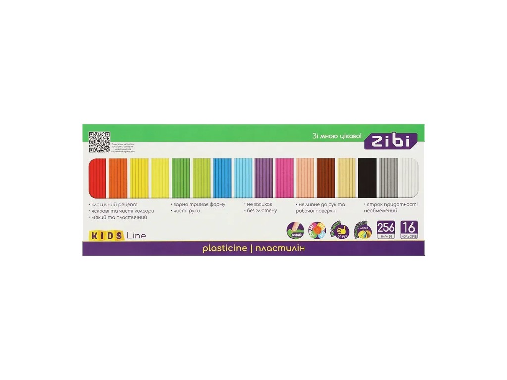 Пластилин для лепки 16 цветов, KIDS Line, ZiBi ZB.6275