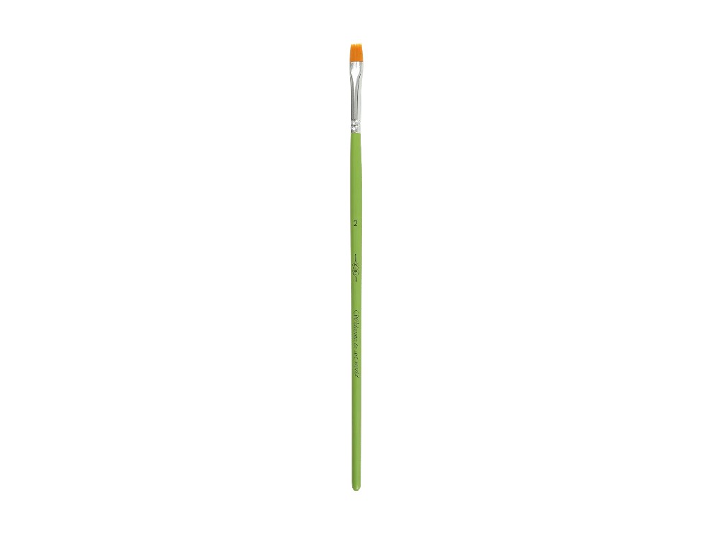 Пензлик плоский синтетичний №2, дерев’яна ручка, алюмінієва обойма ( Ціна за 1шт )