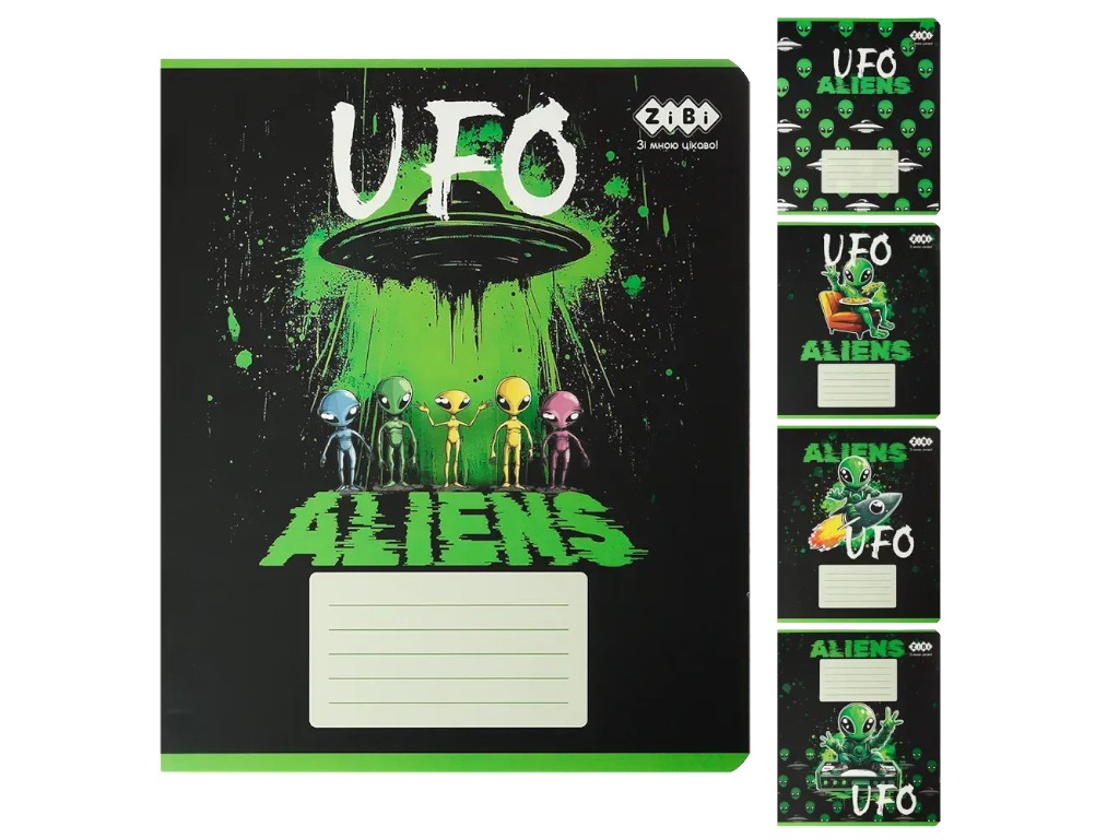 Тетрадь школьная в линию UFO Aliens, 24 листа B5 (цена за 1 шт)