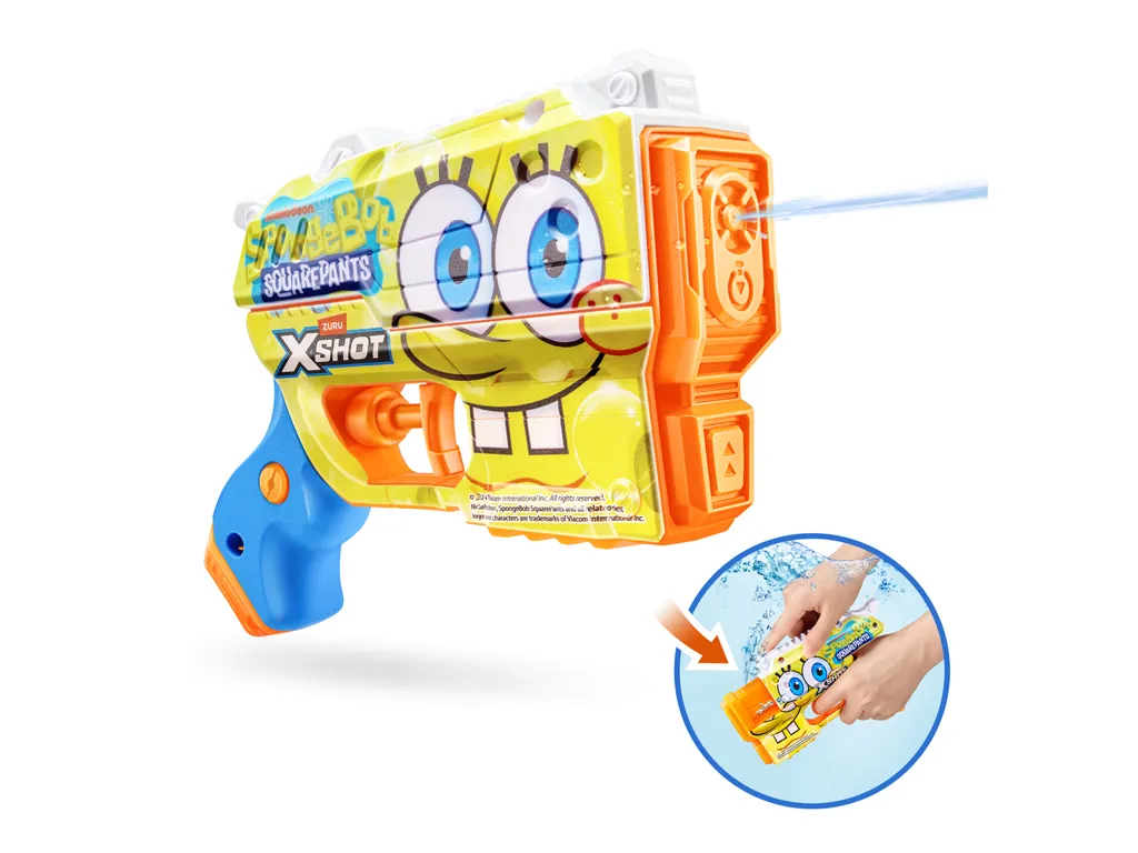 Водный бластер игрушечный X-Shot, Fast Fill Spongebob Yellow, Zuru 118199A
