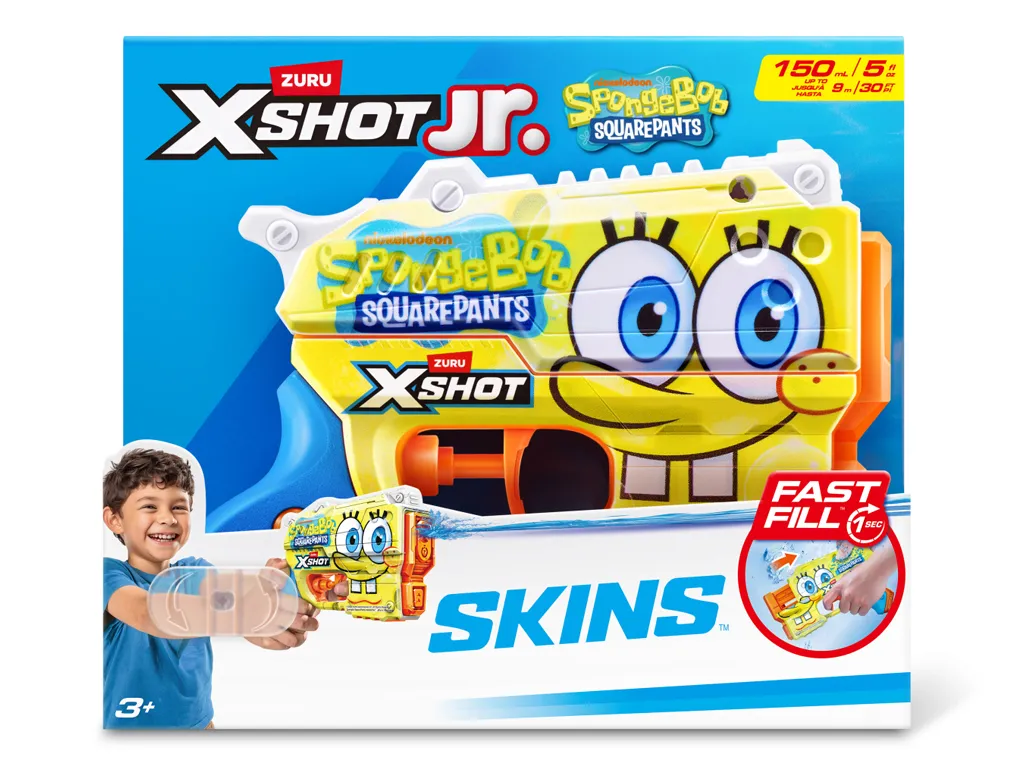 Водный бластер игрушечный X-Shot, Fast Fill Spongebob Yellow, Zuru 118199A