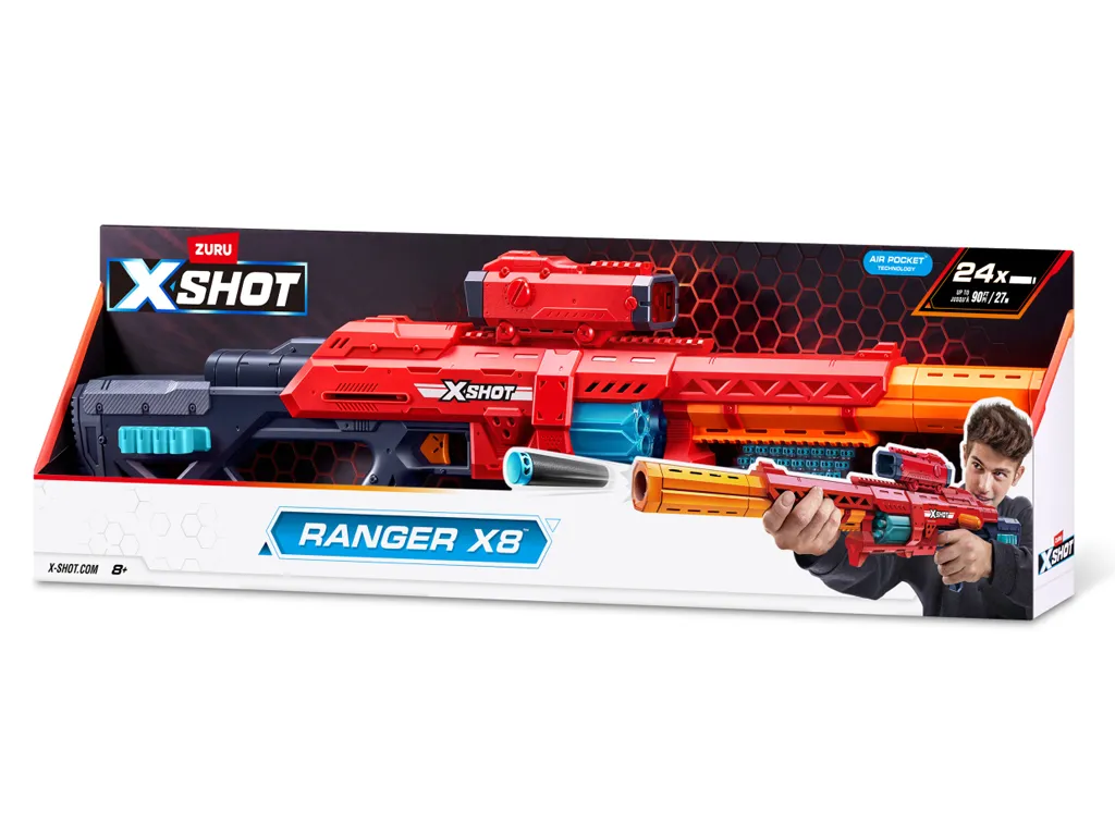 Быстрострельный бластер игрушечный X-Shot, Excel-S1 RANGER X8, 24 патрона, Zuru 36674R
