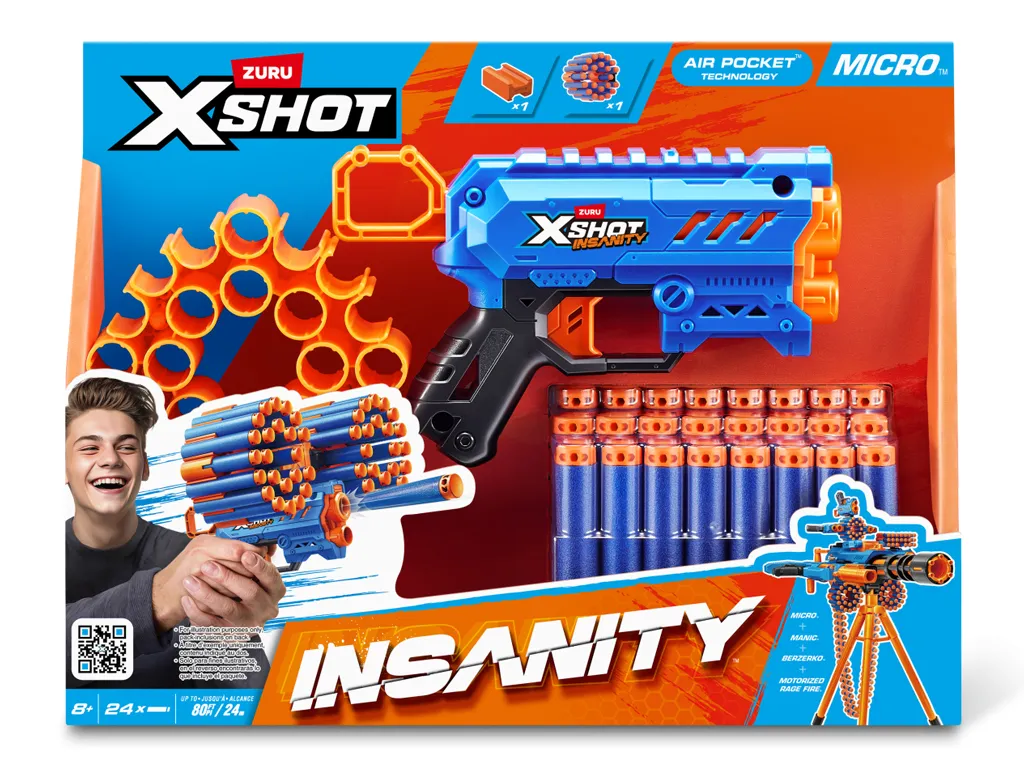 Быстрострельный игрушечный бластер X-Shot, Insanity Micro, 24 патрона, Zuru 36795R