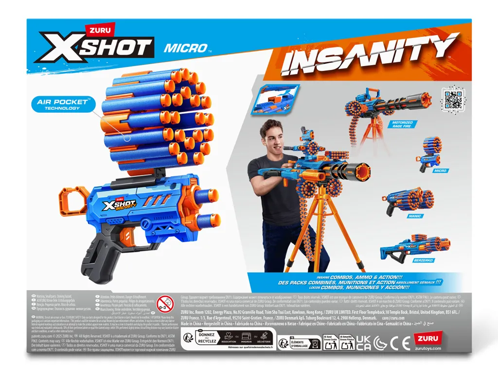 Быстрострельный игрушечный бластер X-Shot, Insanity Micro, 24 патрона, Zuru 36795R