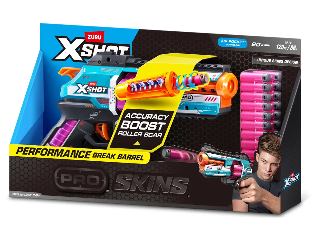 Быстрострельный бластер игрушечный X-Shot, Skins Pro Series Break Barrel, 20 патронов, Zuru 36906R