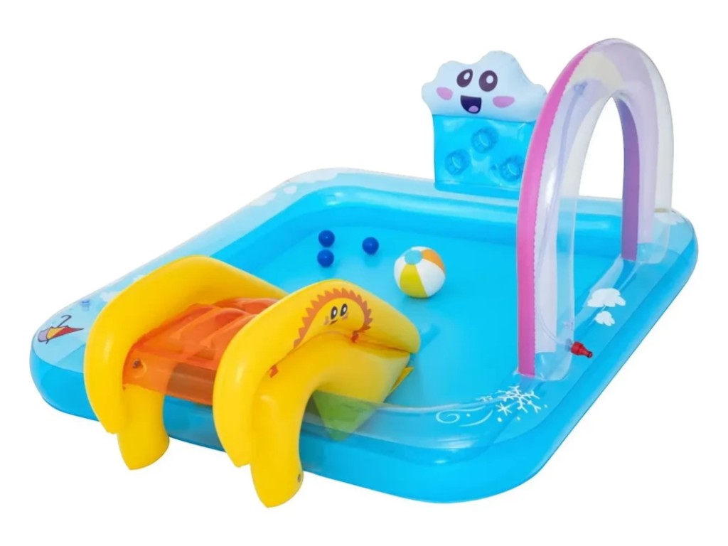 Игровой надувной центр с горкой 53174, 188×150×89 см, с распылителем воды, Bestway
