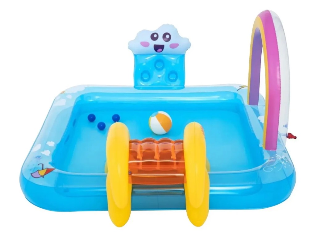 Игровой надувной центр с горкой 53174, 188×150×89 см, с распылителем воды, Bestway
