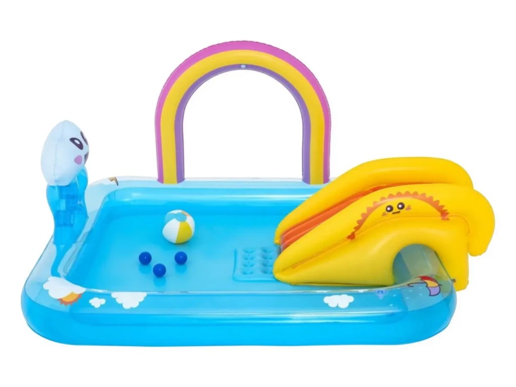 Игровой надувной центр с горкой 53174, 188×150×89 см, с распылителем воды, Bestway