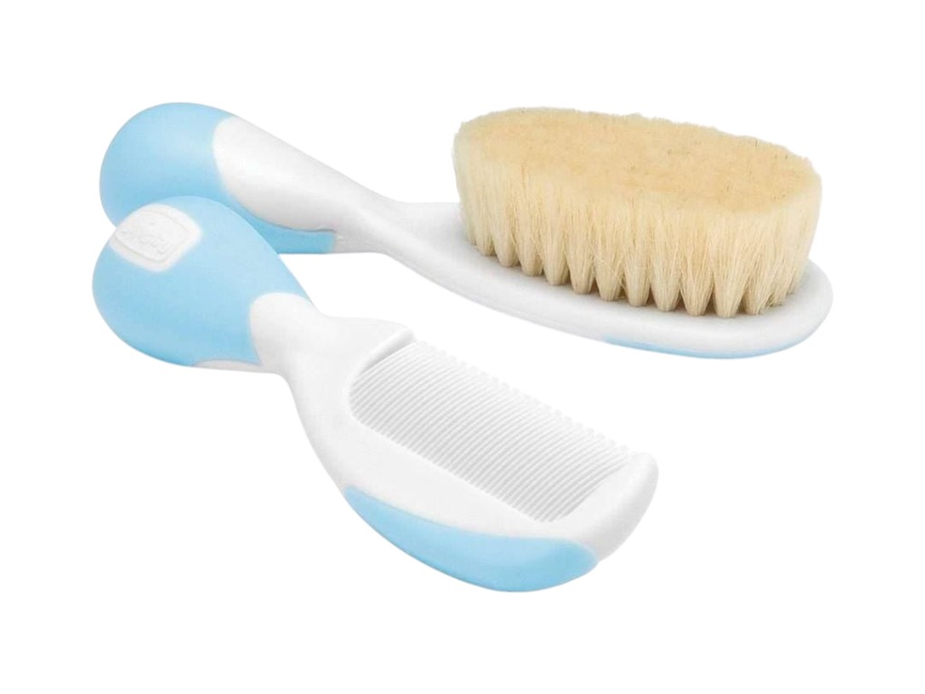 Набор щетка натуральная и расческа, голубой, Chicco 06569,20