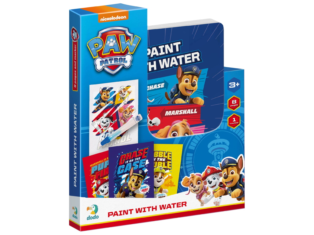 Набір водних розмальовок "Paw Patrol", книжка-розмальовка 8 стор., маркер, вік 3+, Dodo