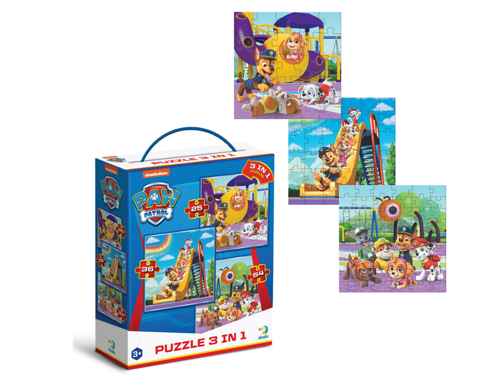 Пазл Paw Patrol 3в1, Игровая площадка, 25, 36, 54 элемента, DoDo 200578