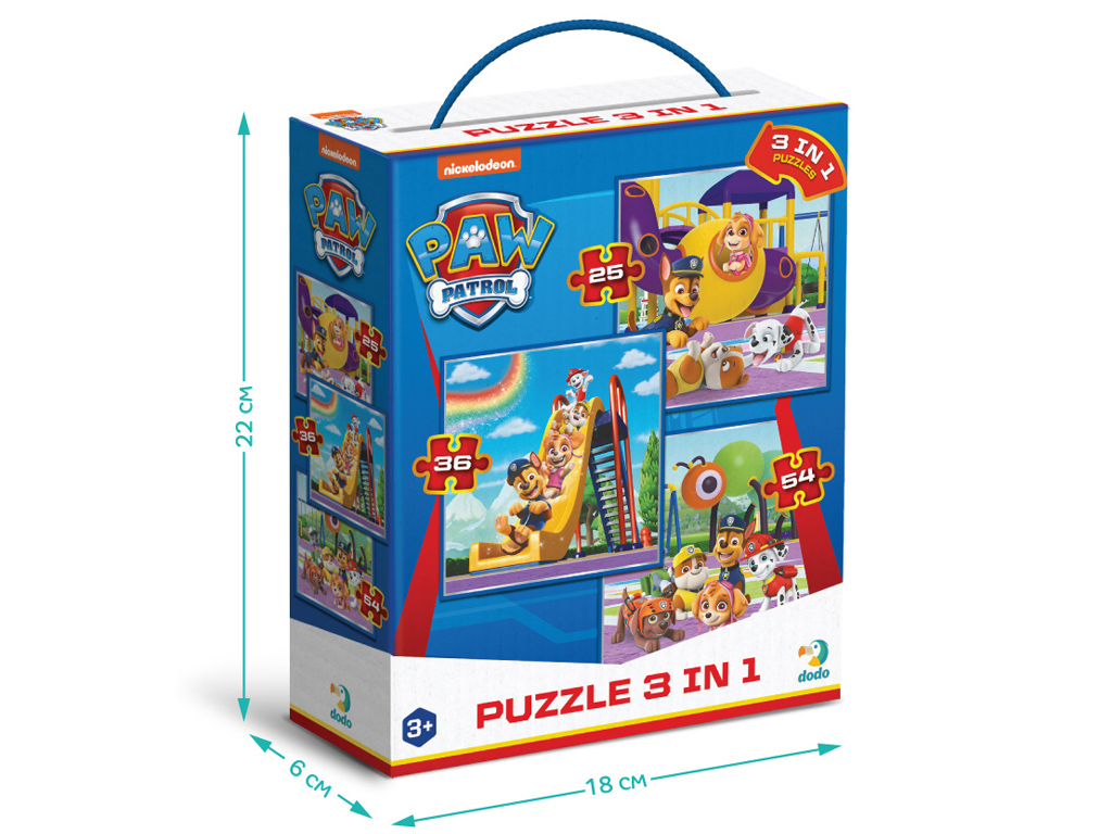 Пазл Paw Patrol 3в1, Игровая площадка, 25, 36, 54 элемента, DoDo 200578
