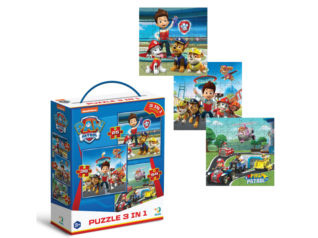 Пазл Paw Patrol Готовые к работе 3в1, 25-36 элементов, DoDo 200579