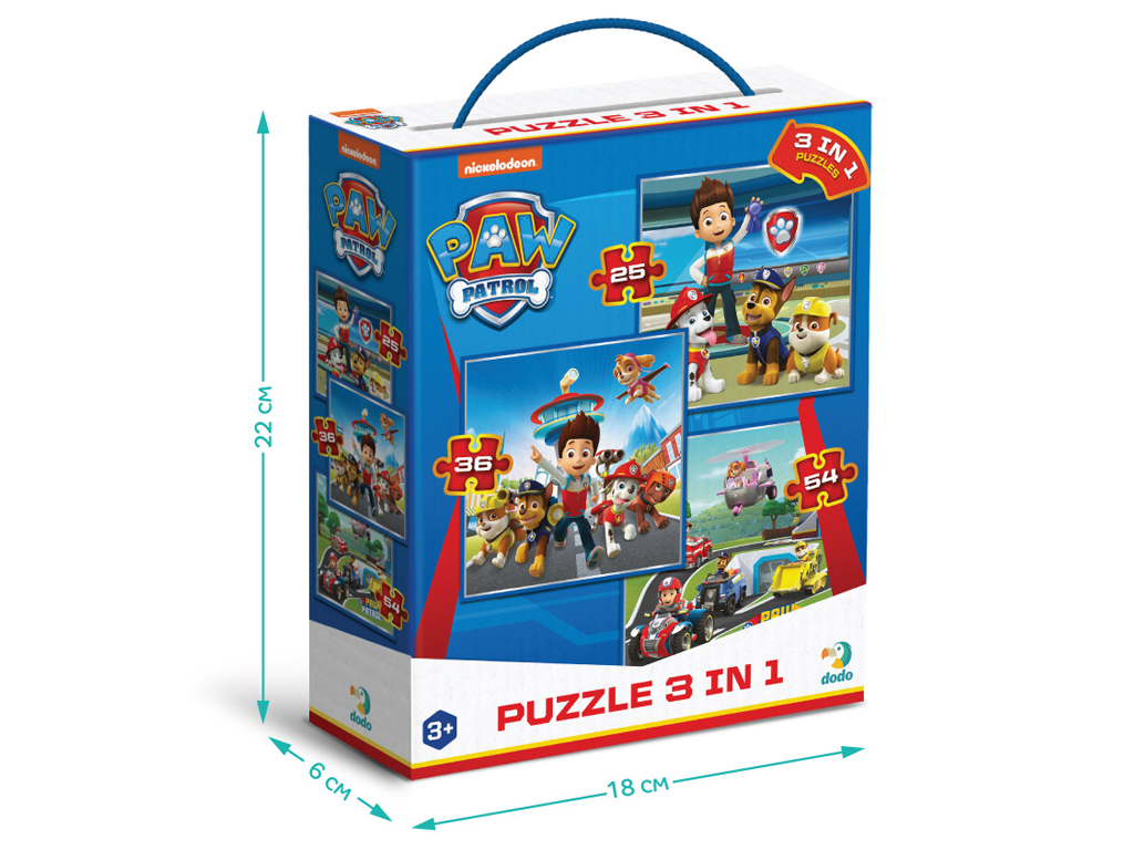 Пазл Paw Patrol Готовые к работе 3в1, 25-36 элементов, DoDo 200579