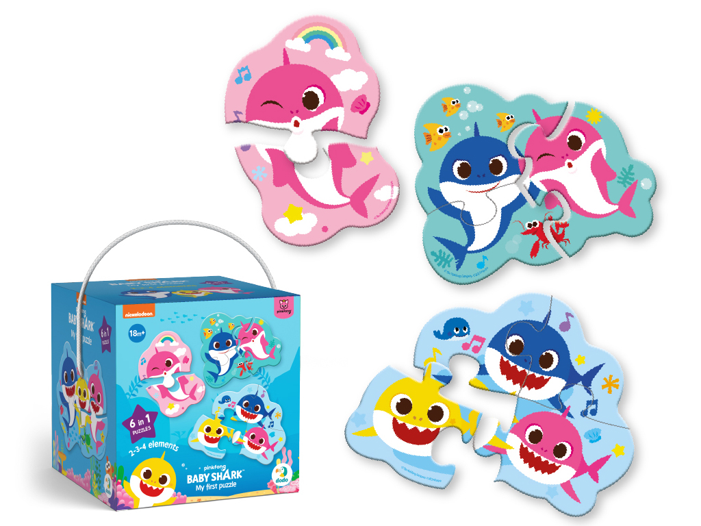 Пазлы детские Baby Shark, 12 см, 2-3-4 элемента, DoDo