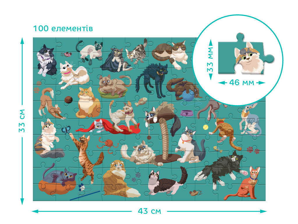 Пазл Профессии, Смешные коты, 100 элементов, DoDo