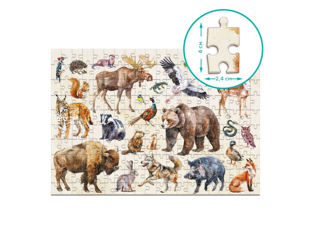 Пазл Монтессори, Лесные животные, 200 элементов, DoDo