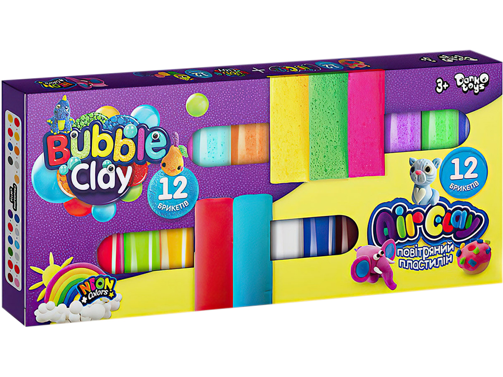 Набор для творчества Air Clay+Bubble Clay 12 +12 шт, Danko Toys
