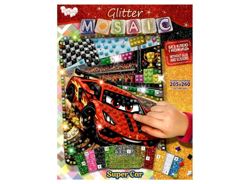 Набор для творчества Блестящая мозаика Glitter Mosaic 20,5х26 см, Danko Toys БМ-04-08