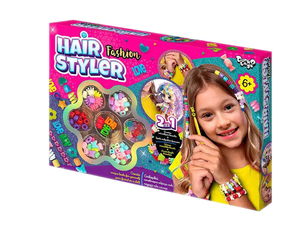 Набір для творчості створення зачісок Hair Styler Fashion малий, 20 см, плетіння та аксесуари, Danko