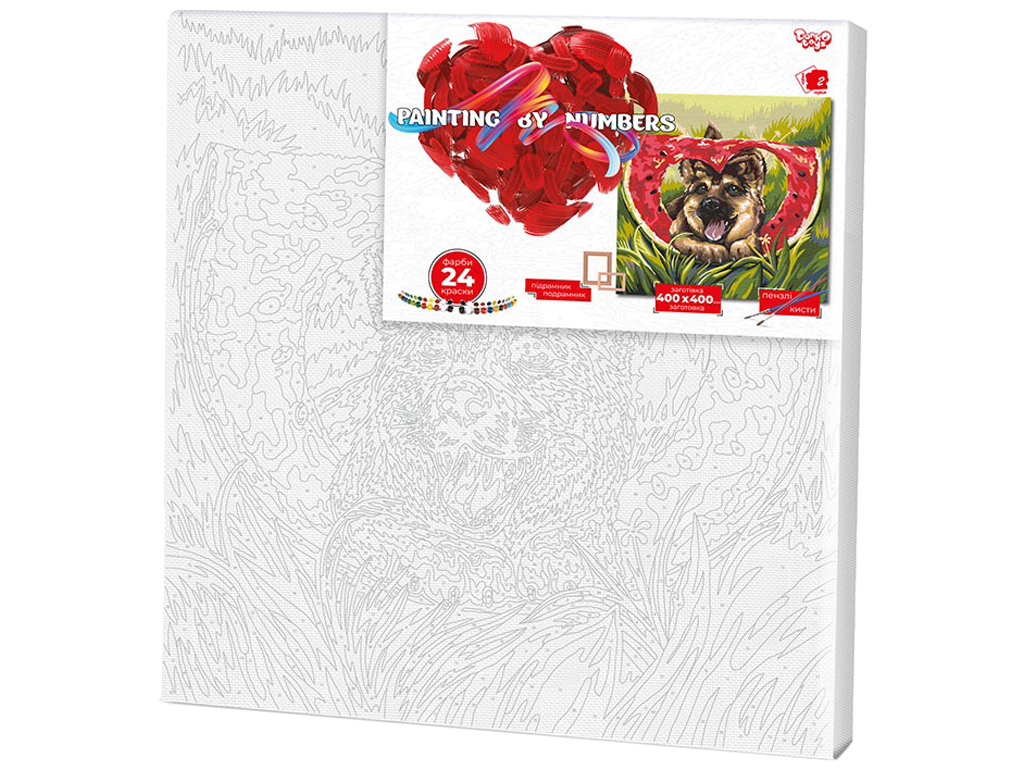 Набор для творчества Картина по номерам Собака с арбузом 40X40 см, Danko Toys