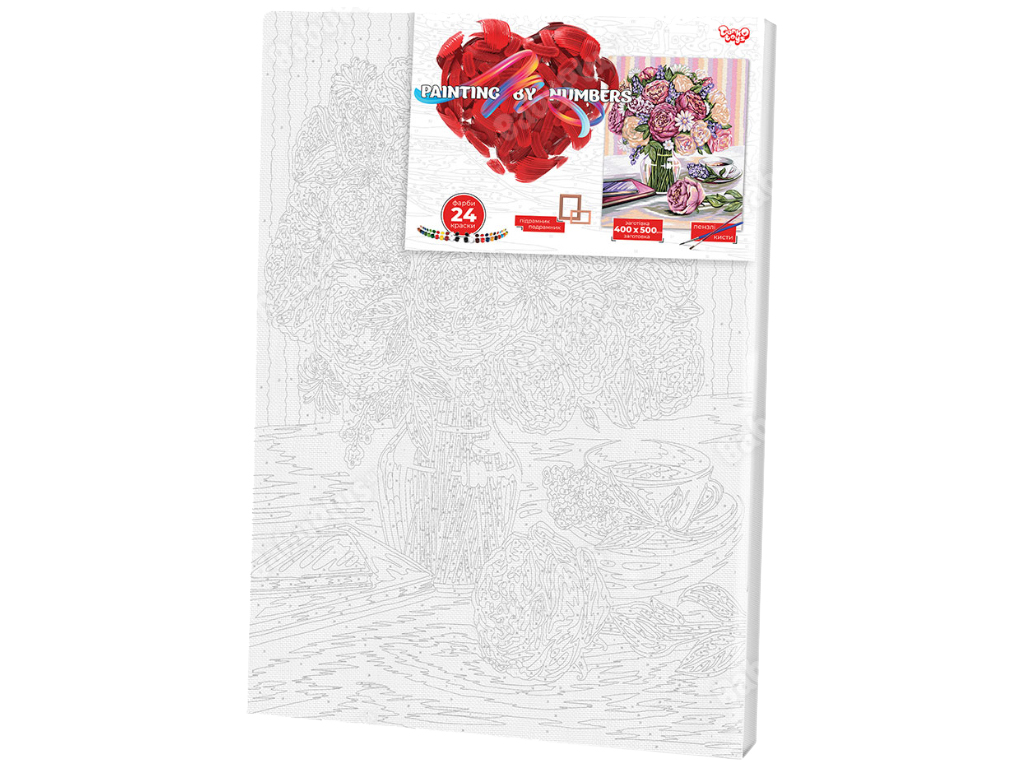Набор для творчества Картина по номерам Микс цветов в вазе 40X50 см, Danko Toys