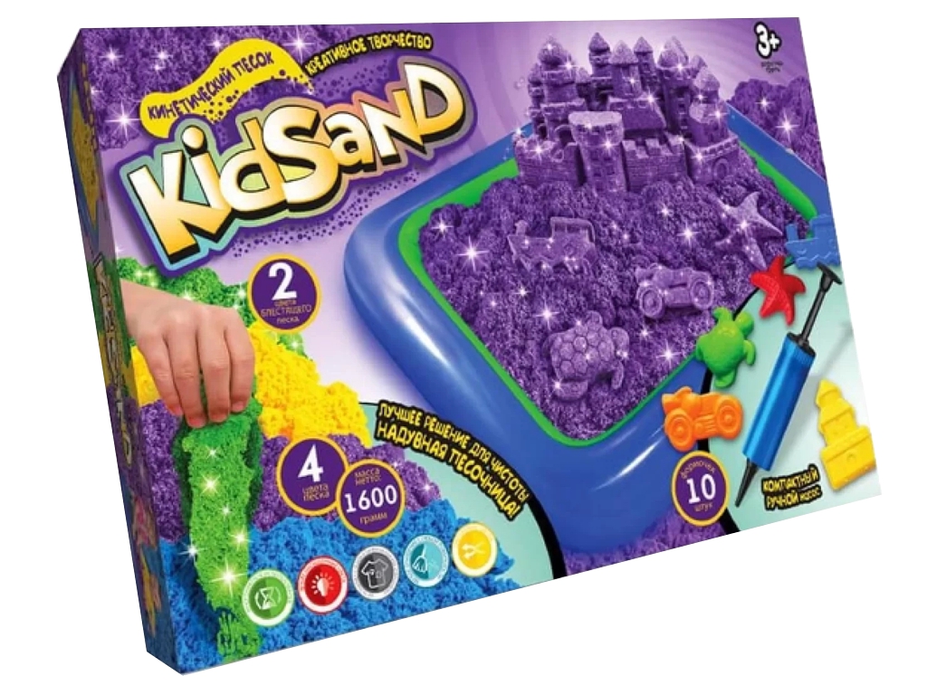 Набор для творчества с кинетическим песком KidSand KS-02-01U, 1600 г, Danko Toys