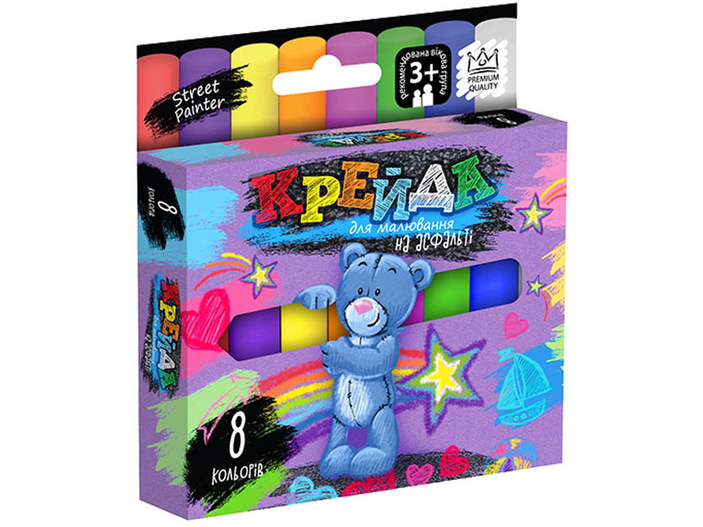 Мел для рисования на асфальте тонкий 8 шт, Danko Toys