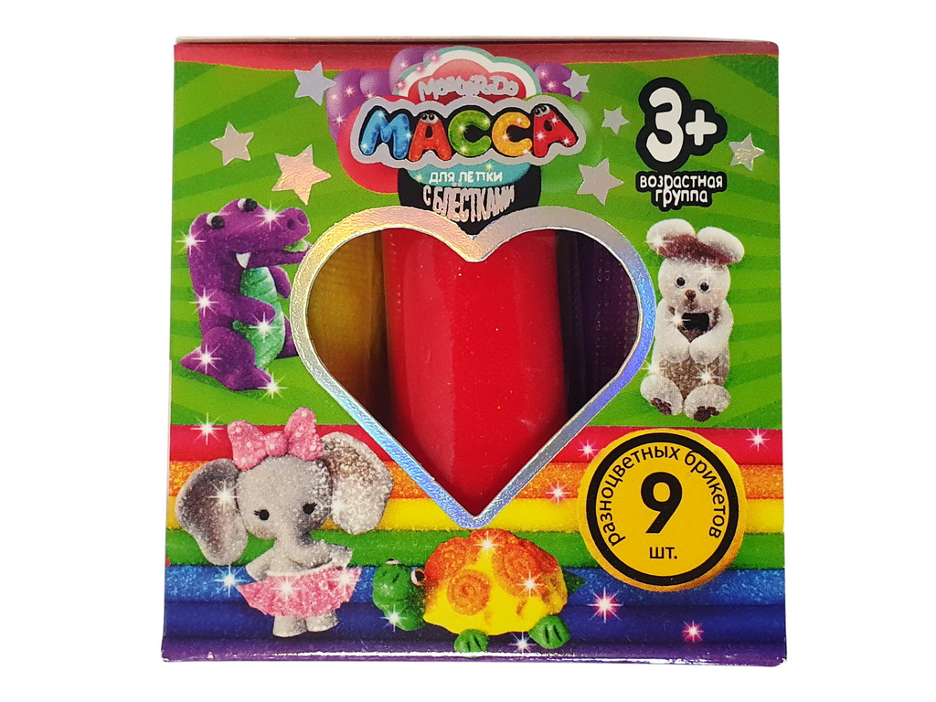 Масса для лепки с блёстками Master Do 9 цветов, Danko Toys