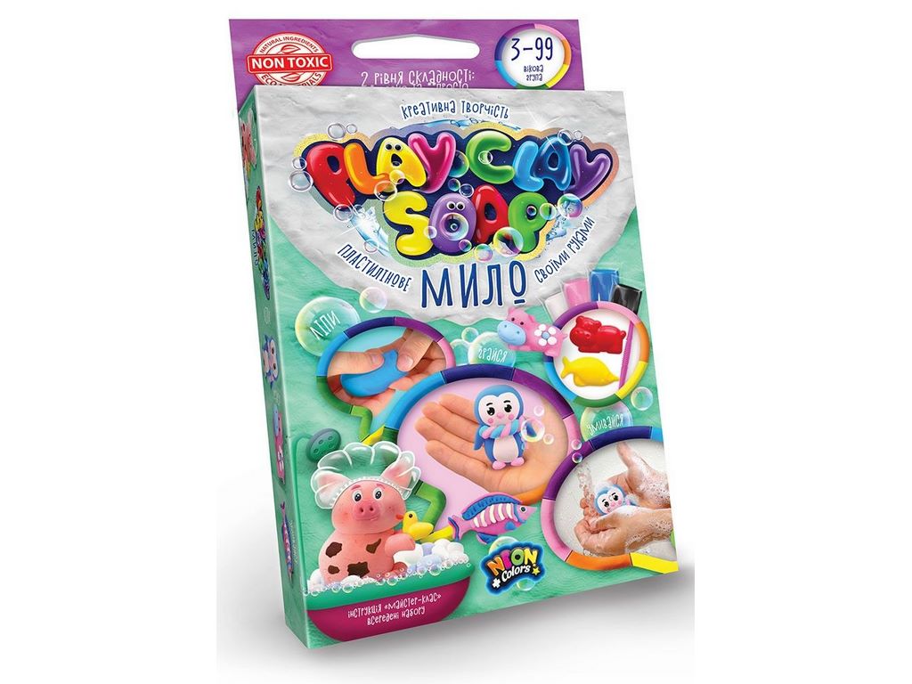 Набір для творчості PlayClay Soap, Пластилінове мило 4 кольора, Danko Toys