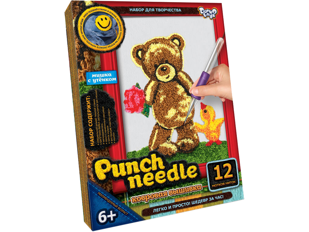 Набір для творчості Килимова вишивка Мишка з каченям Punch needle, Danko Toys