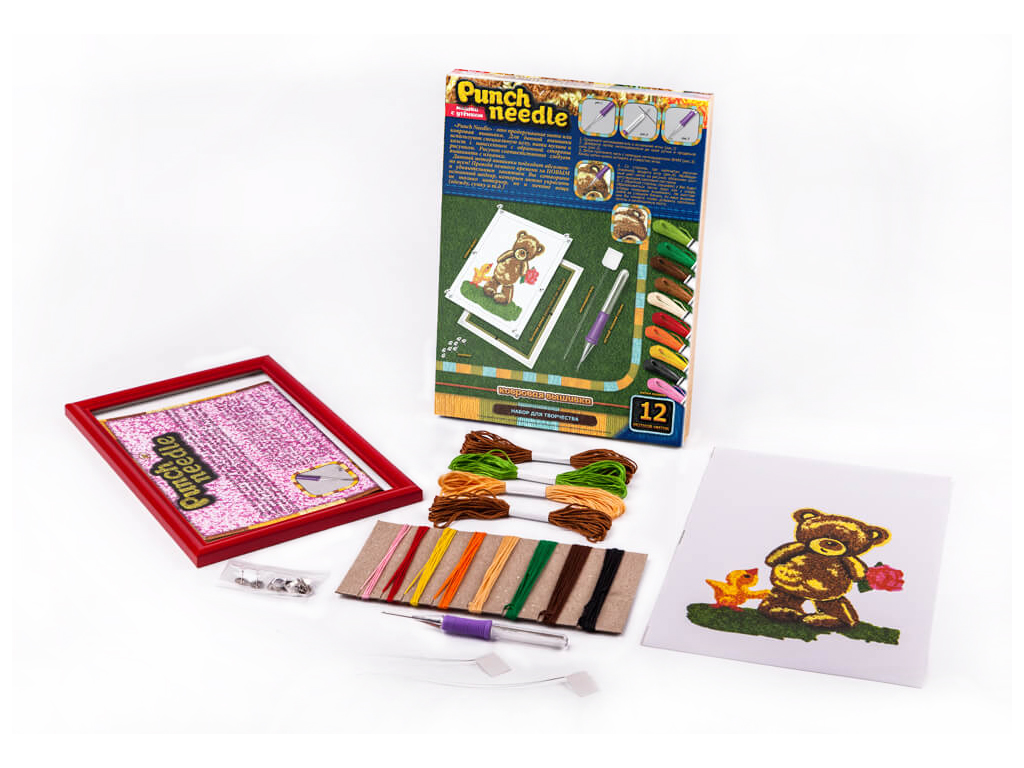 Набір для творчості Килимова вишивка Мишка з каченям Punch needle, Danko Toys
