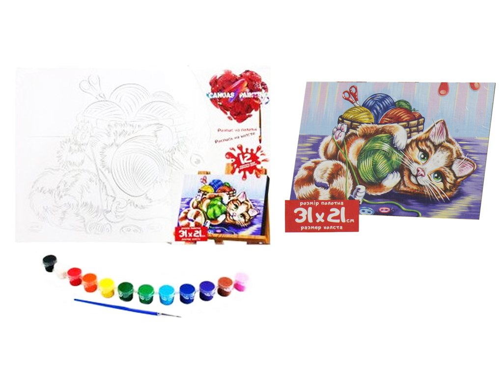 Картина по номерам роспись на холсте Котенок, Danko Toys