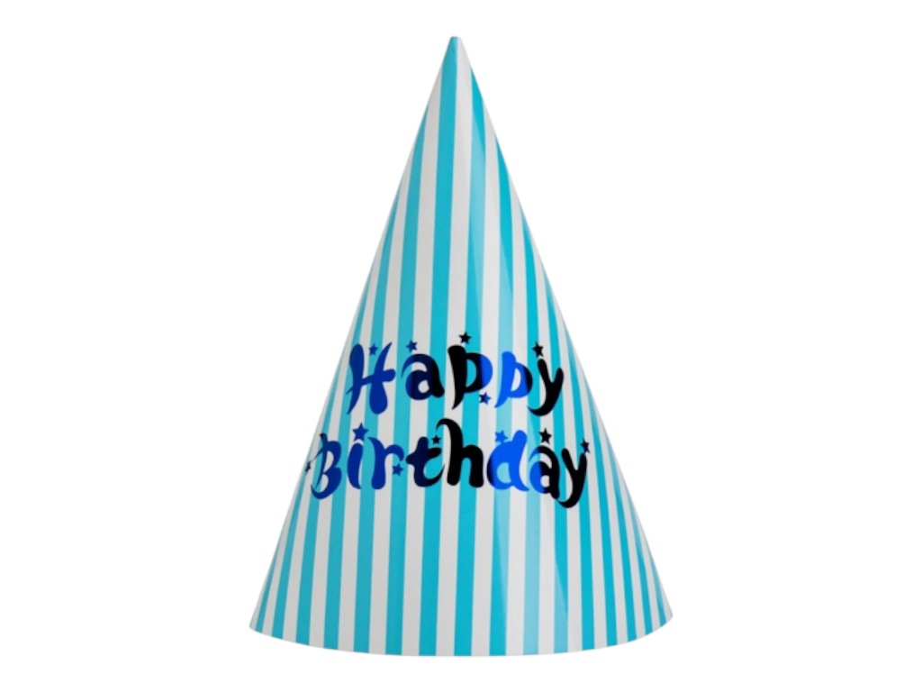 Набір ковпаків "Happy Birthday" 9093-015, блакитний, 6 шт
