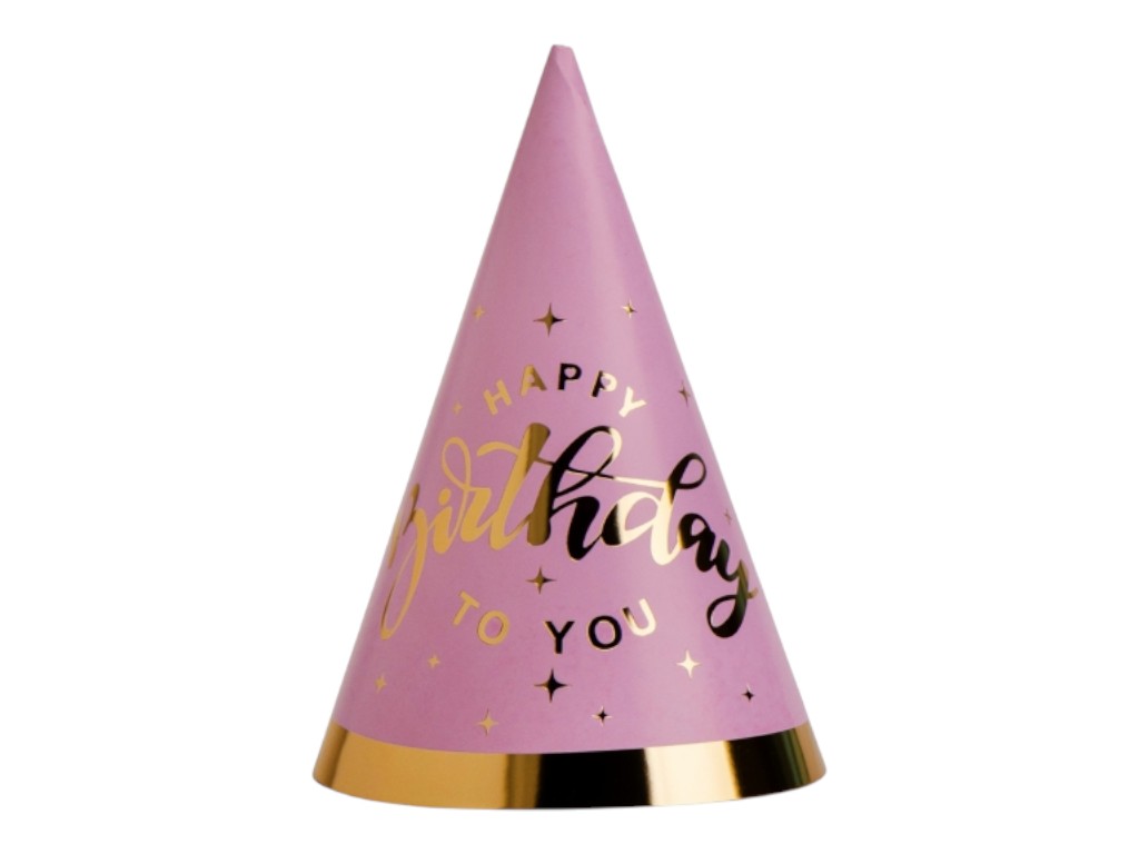 Набор колпаков "Happy Birthday to you" 9093-018, рожевий, 6 шт